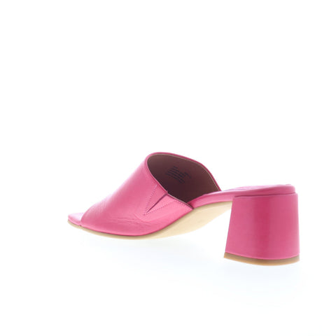 Miz Mooz Kaye Womens Pink Leather Slip On Heeled Sandals Shoes