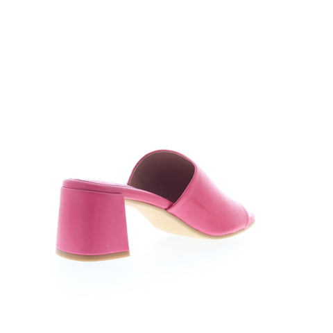 Miz Mooz Kaye Womens Pink Leather Slip On Heeled Sandals Shoes