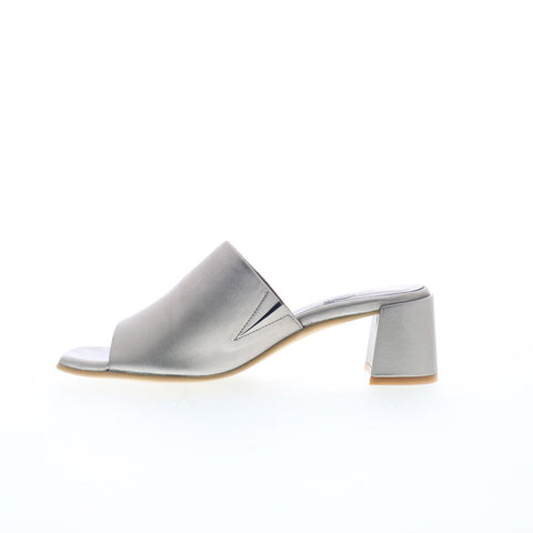Miz Mooz Kaye Womens Gray Leather Slip On Heeled Sandals Shoes