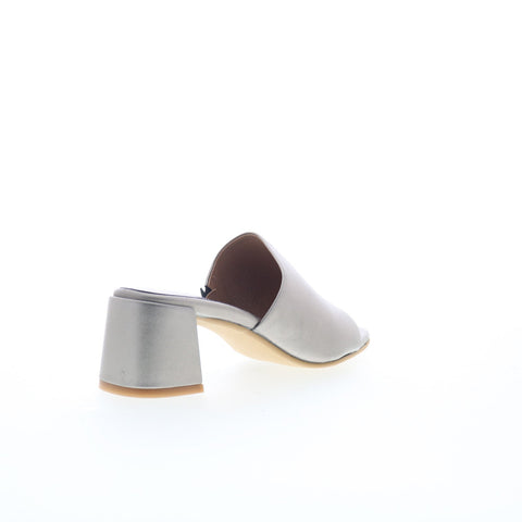 Miz Mooz Kaye Womens Gray Leather Slip On Heeled Sandals Shoes