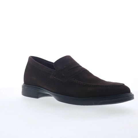 Rockport Keenan Mens Brown Wide Suede Slip On Loafers & Slip Ons Penny Shoes
