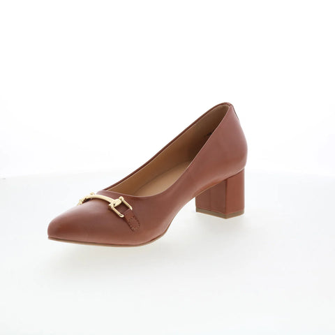 Trotters Kenzie T2259-215 Womens Brown Leather Slip On Pumps Heels Shoes