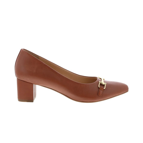 Trotters Kenzie T2259-215 Womens Brown Leather Slip On Pumps Heels Shoes
