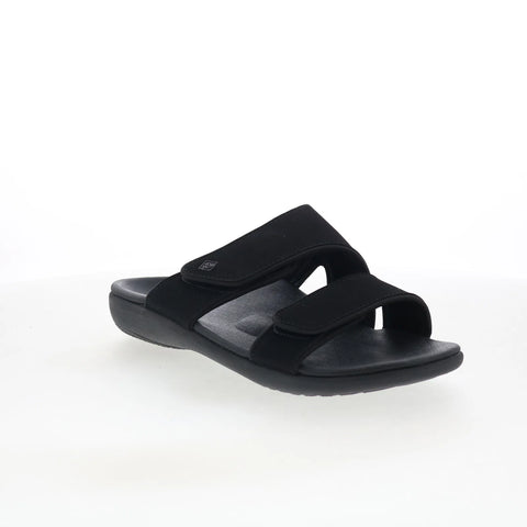 Spenco Kholo Nuevo SP1064BLK Womens Black Wide Slides Sandals Shoes