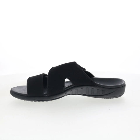 Spenco Kholo Nuevo SP1064BLK Womens Black Wide Slides Sandals Shoes