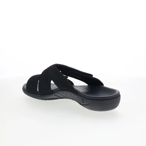 Spenco Kholo Nuevo SP1064BLK Womens Black Wide Slides Sandals Shoes