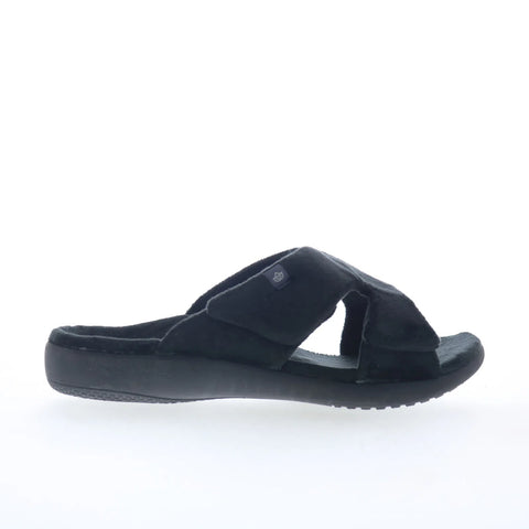 Spenco Kholo Visa Slipper SP1052BLK Womens Black Wide Slides Sandals Shoes
