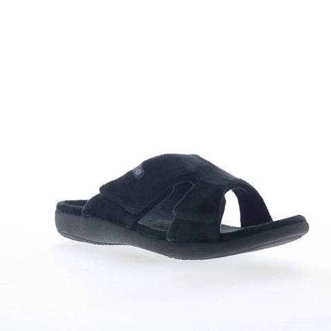 Spenco Kholo Visa Slipper SP1052BLK Womens Black Wide Slides Sandals Shoes