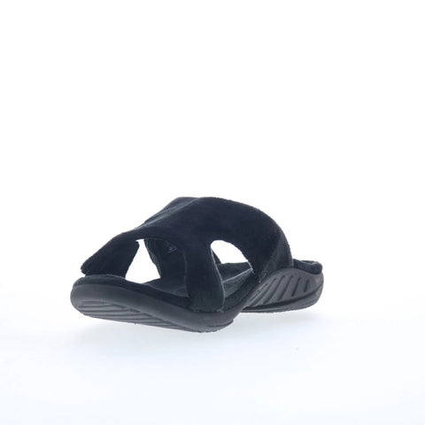 Spenco Kholo Visa Slipper SP1052BLK Womens Black Wide Slides Sandals Shoes