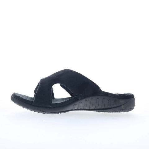 Spenco Kholo Visa Slipper SP1052BLK Womens Black Wide Slides Sandals Shoes