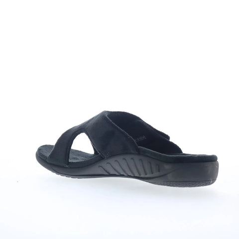 Spenco Kholo Visa Slipper SP1052BLK Womens Black Wide Slides Sandals Shoes