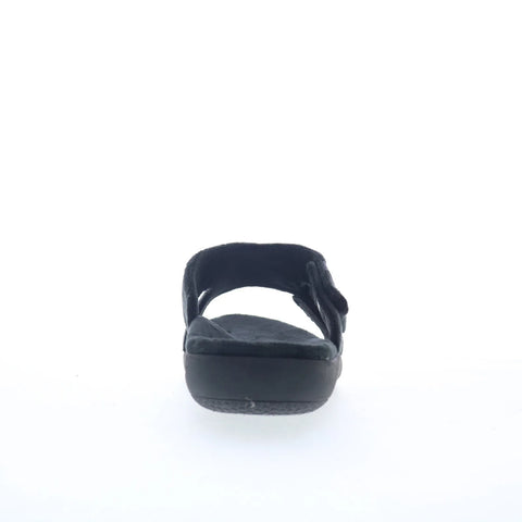 Spenco Kholo Visa Slipper SP1052BLK Womens Black Wide Slides Sandals Shoes