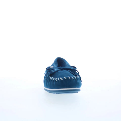 Minnetonka Kilty Plus 4313 Womens Blue Suede Slip On Loafer Flats Shoes