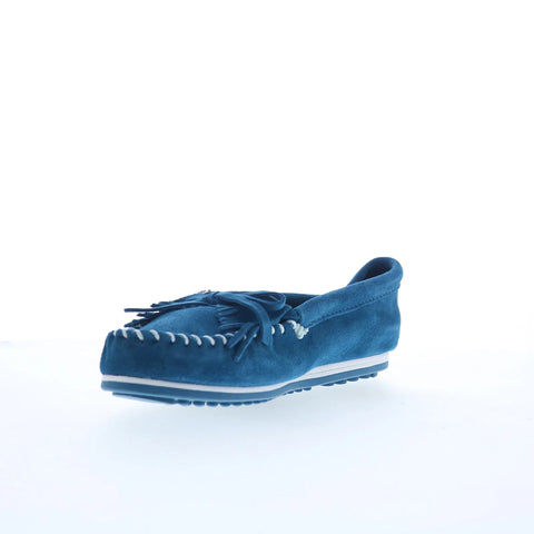 Minnetonka Kilty Plus 4313 Womens Blue Suede Slip On Loafer Flats Shoes