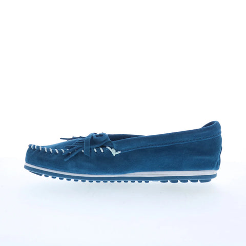 Minnetonka Kilty Plus 4313 Womens Blue Suede Slip On Loafer Flats Shoes