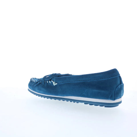 Minnetonka Kilty Plus 4313 Womens Blue Suede Slip On Loafer Flats Shoes