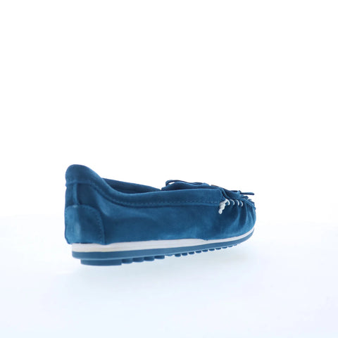 Minnetonka Kilty Plus 4313 Womens Blue Suede Slip On Loafer Flats Shoes