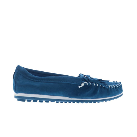 Minnetonka Kilty Plus 4313 Womens Blue Suede Slip On Loafer Flats Shoes