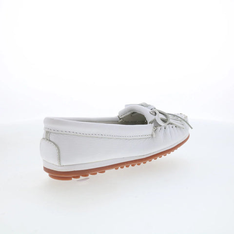 Minnetonka Kilty Plus 4324 Womens White Leather Loafer Flats Shoes