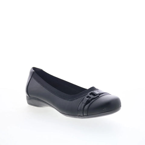 Clarks Kinzie Light 26128599 Womens Black Leather Slip On Ballet Flats Shoes