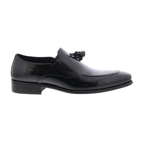 Carrucci Leather Tassel Loafer KS099-714 Mens Black Loafers Casual Shoes