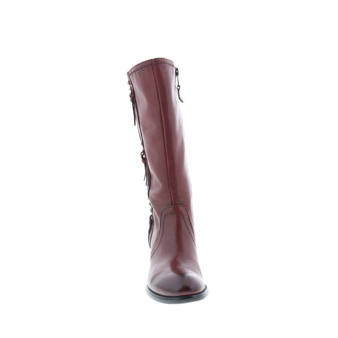 Miz Mooz Torrence Womens Burgundy Leather Zipper Knee High Boots