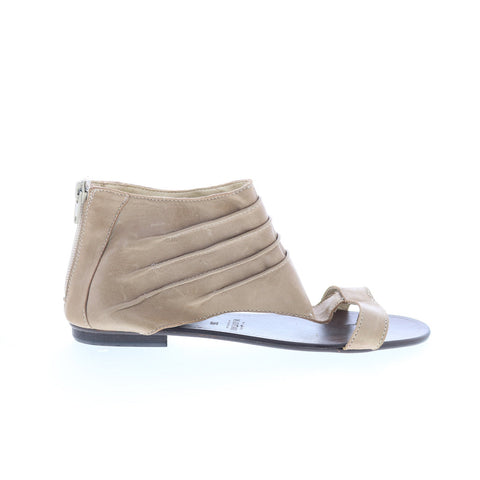 La Bruna La Bruna 1 Womens Gray Leather Zipper Gladiator Flats Shoes