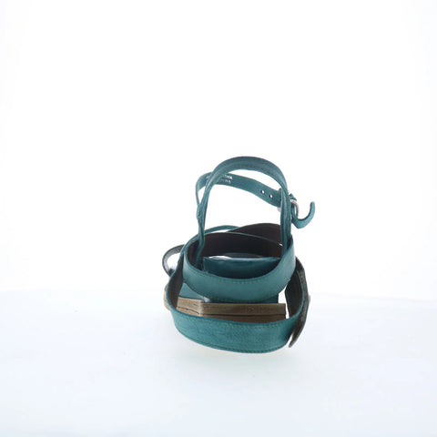 A.S. 98 Labo Womens Green Leather Hook & Loop Platform Sandals Shoes