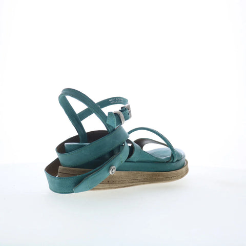 A.S. 98 Labo Womens Green Leather Hook & Loop Platform Sandals Shoes