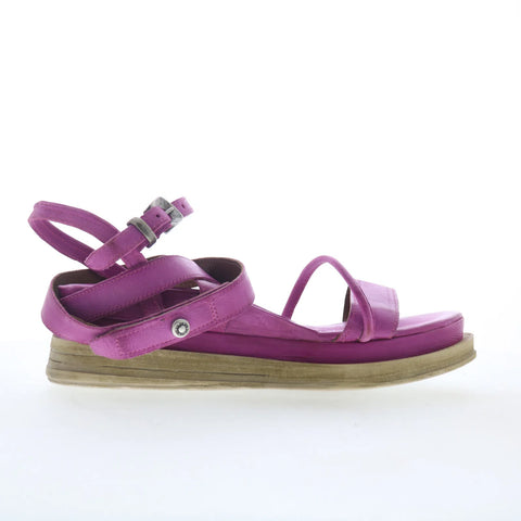 A.S. 98 Labo Womens Pink Leather Hook & Loop Platform Sandals Shoes