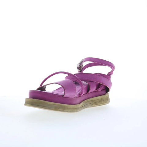 A.S. 98 Labo Womens Pink Leather Hook & Loop Platform Sandals Shoes
