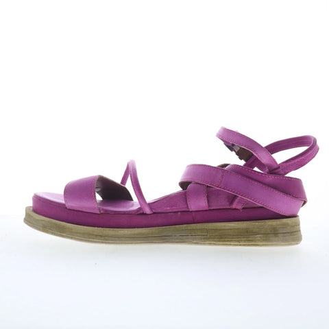 A.S. 98 Labo Womens Pink Leather Hook & Loop Platform Sandals Shoes