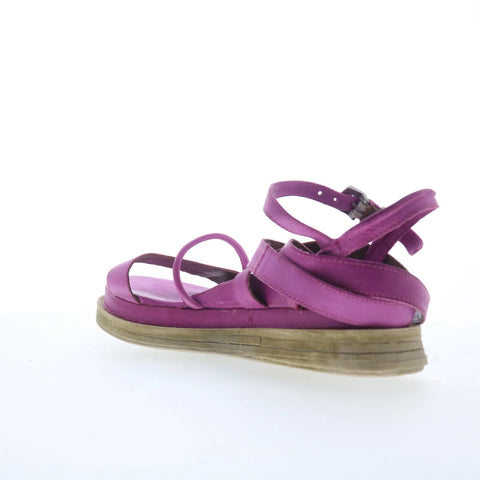 A.S. 98 Labo Womens Pink Leather Hook & Loop Platform Sandals Shoes