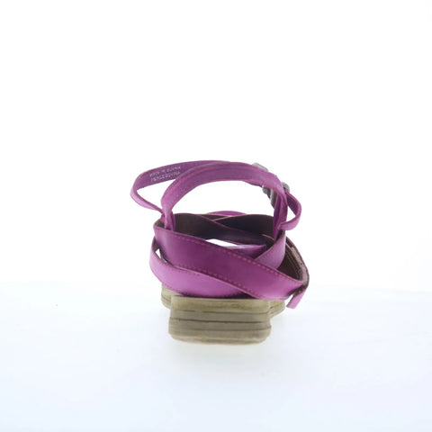 A.S. 98 Labo Womens Pink Leather Hook & Loop Platform Sandals Shoes