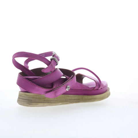A.S. 98 Labo Womens Pink Leather Hook & Loop Platform Sandals Shoes