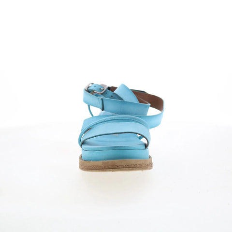 A.S. 98 Labo Womens Blue Leather Hook & Loop Platform Sandals Shoes