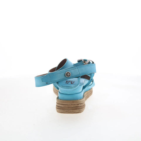 A.S. 98 Labo Womens Blue Leather Hook & Loop Platform Sandals Shoes
