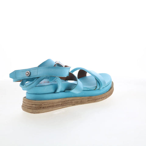 A.S. 98 Labo Womens Blue Leather Hook & Loop Platform Sandals Shoes