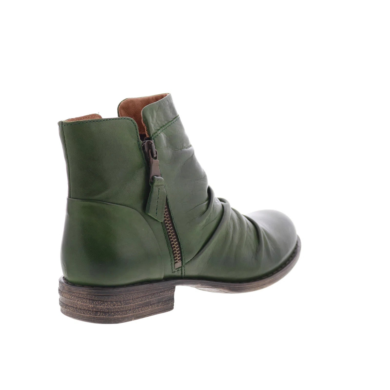 Miz Mooz Lucy-EU Womens Green Leather Zipper Ankle & Booties Boots