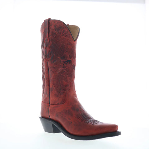 Jama Old West Western Boot LF1544 Womens Red Leather Cowboy Western Boots