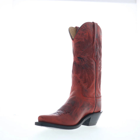 Jama Old West Western Boot LF1544 Womens Red Leather Cowboy Western Boots