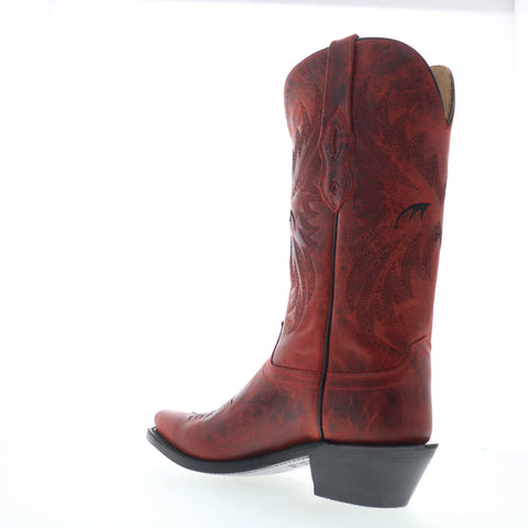 Jama Old West Western Boot LF1544 Womens Red Leather Cowboy Western Boots
