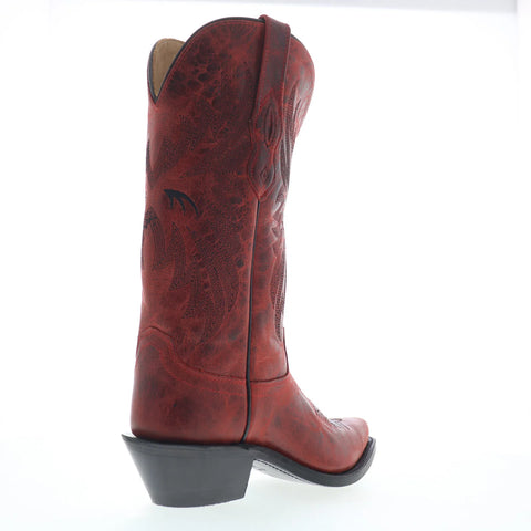 Jama Old West Western Boot LF1544 Womens Red Leather Cowboy Western Boots
