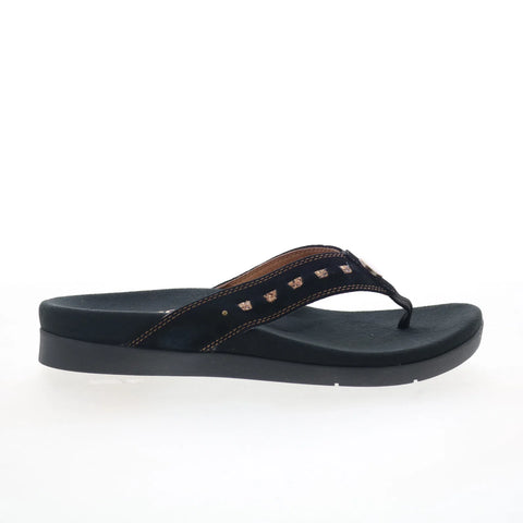 Spenco Laguna 22 SP1154BLK Womens Black Wide Flip-Flops Sandals Shoes