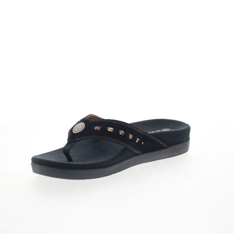 Spenco Laguna 22 SP1154BLK Womens Black Wide Flip-Flops Sandals Shoes