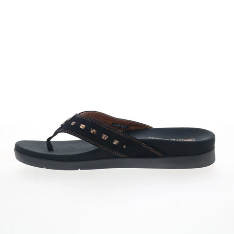 Spenco Laguna 22 SP1154BLK Womens Black Wide Flip-Flops Sandals Shoes