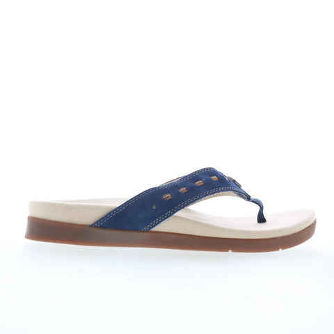 Spenco Laguna 22 SP1154NVY Womens Blue Wide Suede Flip-Flops Sandals Shoes