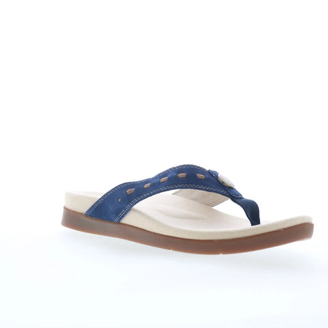 Spenco Laguna 22 SP1154NVY Womens Blue Wide Suede Flip-Flops Sandals Shoes