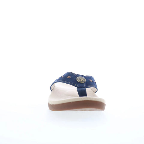 Spenco Laguna 22 SP1154NVY Womens Blue Wide Suede Flip-Flops Sandals Shoes