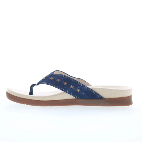 Spenco Laguna 22 SP1154NVY Womens Blue Wide Suede Flip-Flops Sandals Shoes